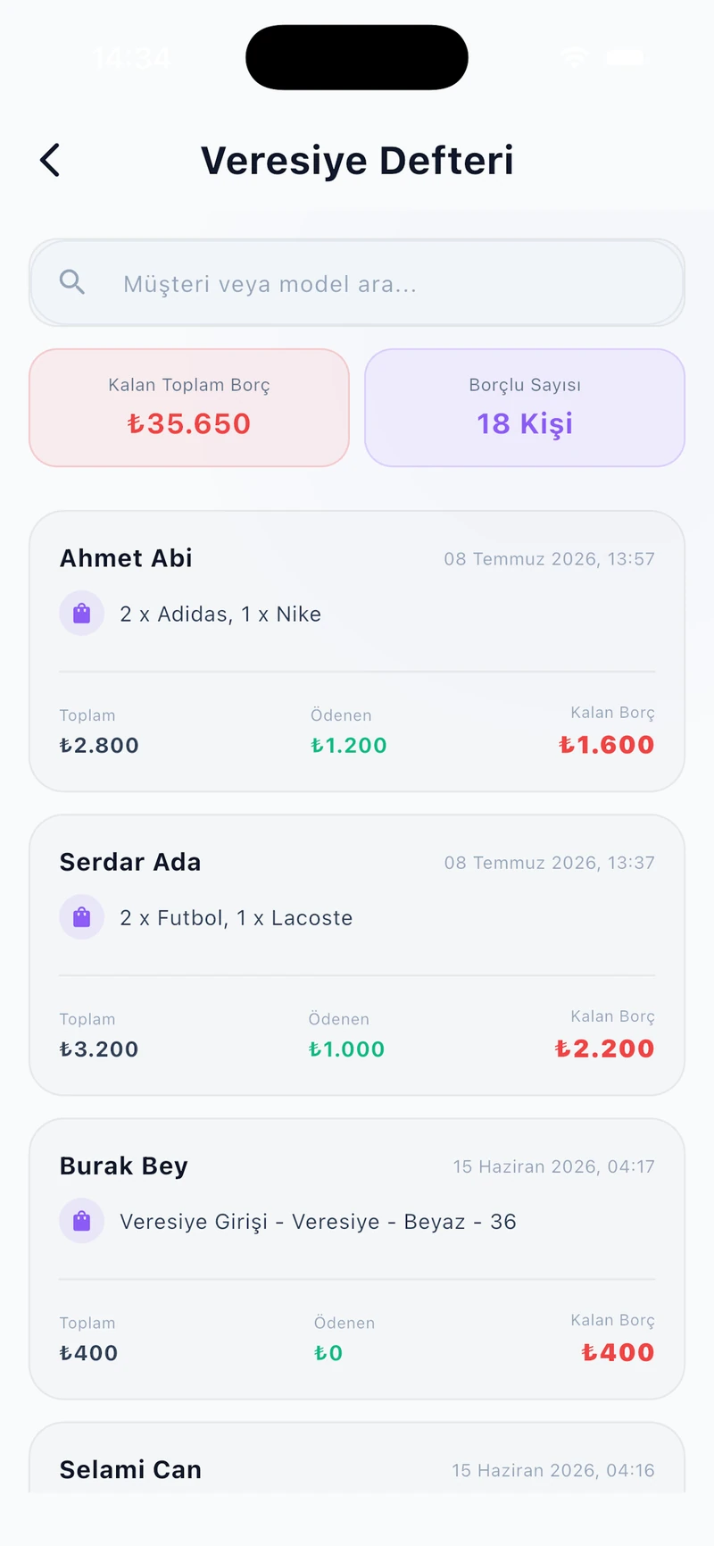 Dijital Veresiye Defteri